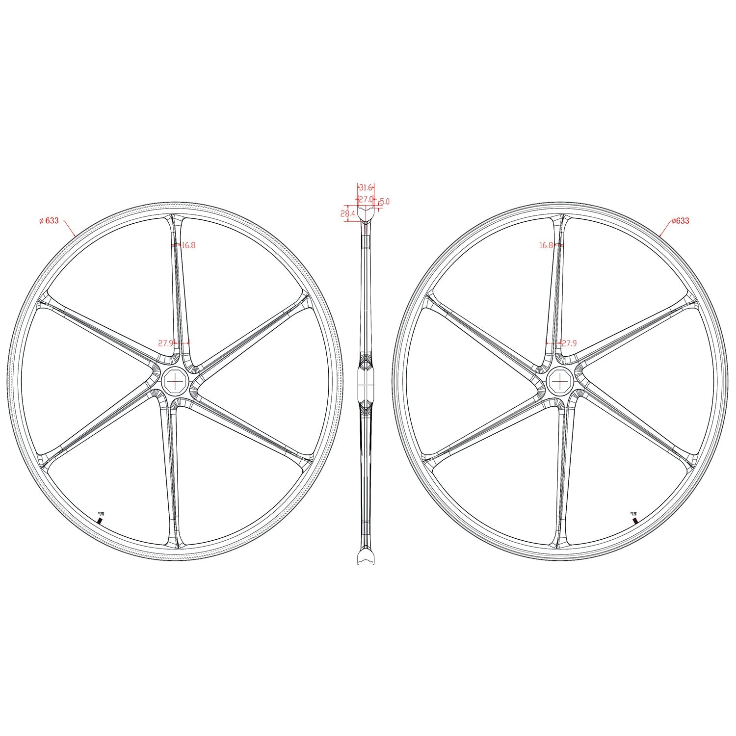 ICAN 6-spoke Disc Road Bike Wheels